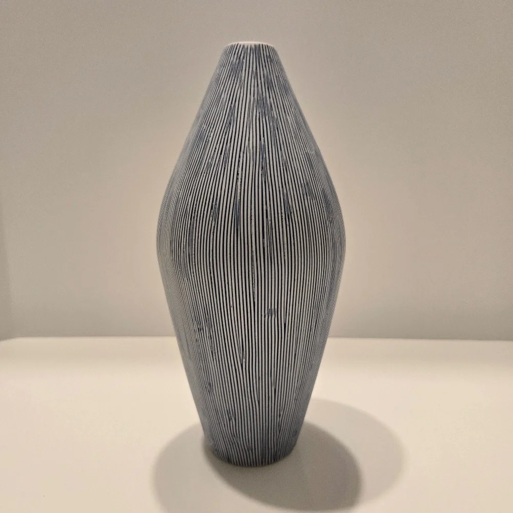 Blue and White Striped Vase